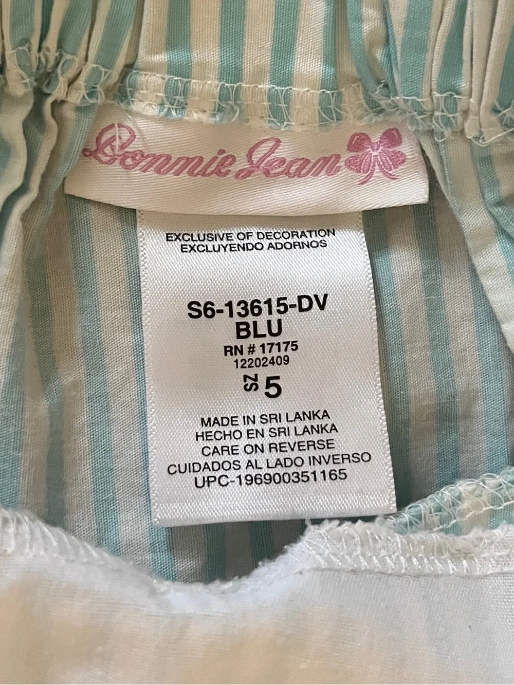 BONNIE JEAN Girls Blue Striped Flutter Beach Border Sundress with Pink Trim Sz 5